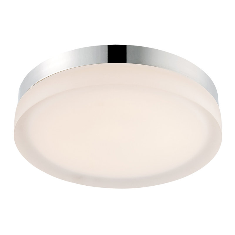 Hadiya Glass LED Flush Mount, Brushed Nickel, 3000K, 9"