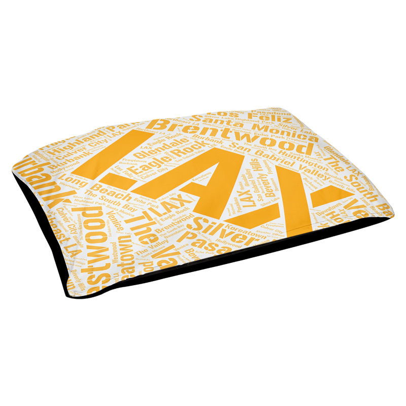 Coussin de chien « districts », Orange, Grand (l 40 po x P 30 po x H 14 po), Los Angeles