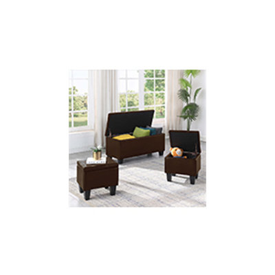 Large Storage Ottoman Bench Set, 3 In 1 Combination For Living Room And Entryway, Supports 250Lbs, Tufted Linen Upholstery