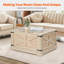 Table basse rectangulaire en PE en rotin avec rangement surélevé, plateau en panneau de fibres à densité moyenne, décorations en métal, 32 pouces, petits espaces de salon
