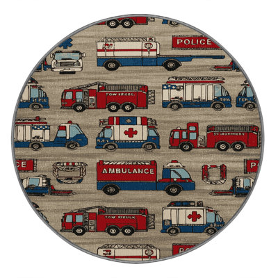 Machine Washable Transportation Gray Area Rug