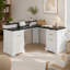 Bureau en L 59 po cannelé avec station de charge et armoire de rangement 59 po Modern