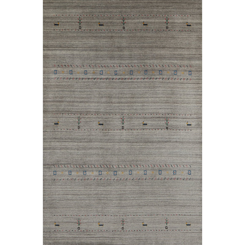 Tapis indien en laine fait à la main de style Gabbeh 5 x 8