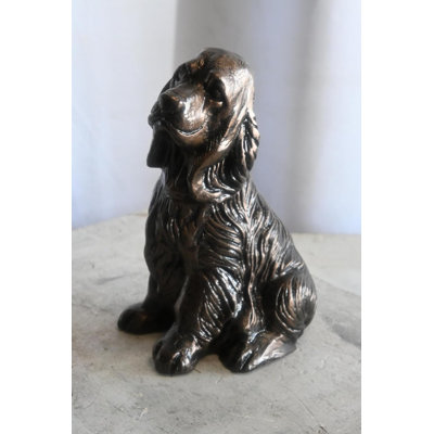 Classic Sitting Cocker Spaniel Handcrafted Aluminum Statue 9"x7"x14"H