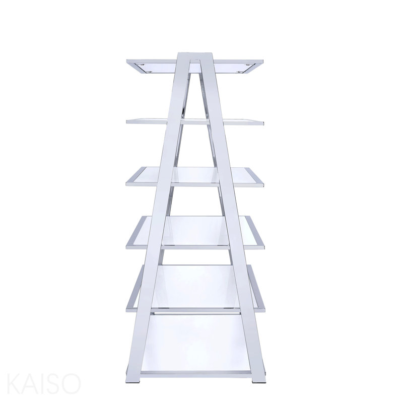 White High Gloss & Chrome Finish Bookshelf