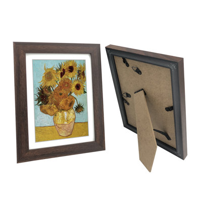 8x10 Picture Frame Set of 6 with Real Glass for Pictures 5x7 with Mat or 8x10 Without Mat, Wall Gallery or Tabletop display Photo Frames in Walnut