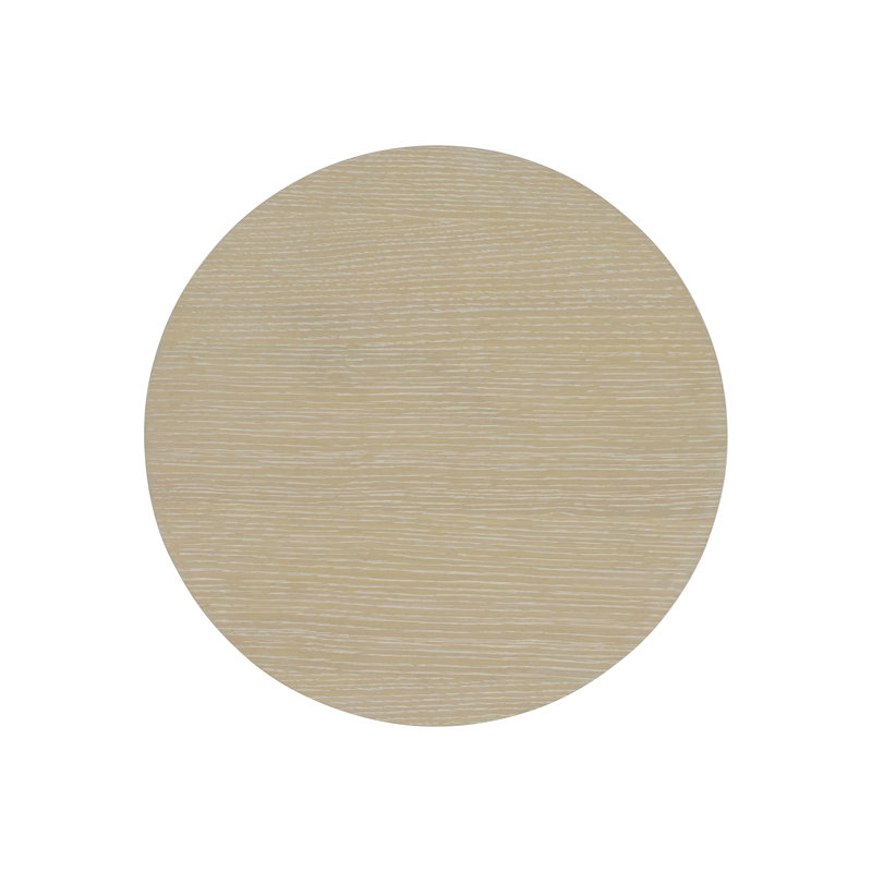Beige Round Wood and Metal Side Table with Storage