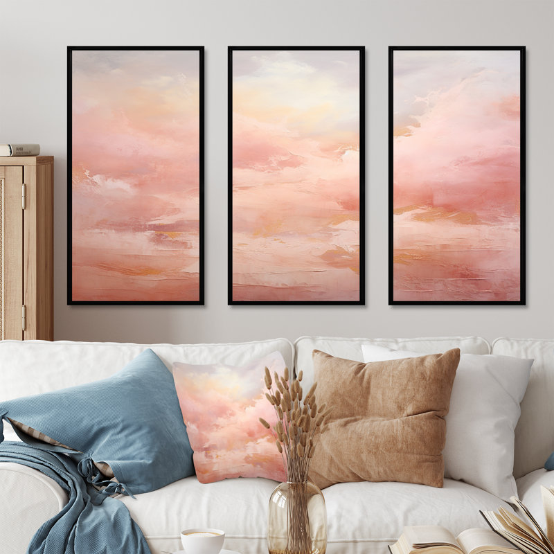 Ensemble de salon Palette Pink Cloud Horizon - Abstract Shapes, Cadre flottant noir, H 40 po x l 60 po x P 1 po