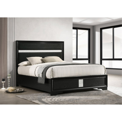 Annie Black 54-Inch Upholstered Queen Panel Bed