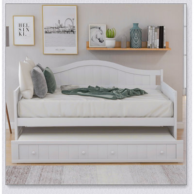 Wooden Daybed With Trundle, Sofa Bed For Bedroom/Living Room