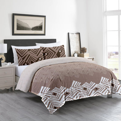  Organic Cotton 3 Piece Duvet Cover Set Brown 
