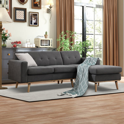 2-Piece 83.1'' Wide Right Hand Facing Upholstered Sofa & Chaise Sectional with Solid Wood Leg -  George Oliver, 174E8F2BC1BE4ABC9AC7CAEF374A28C0