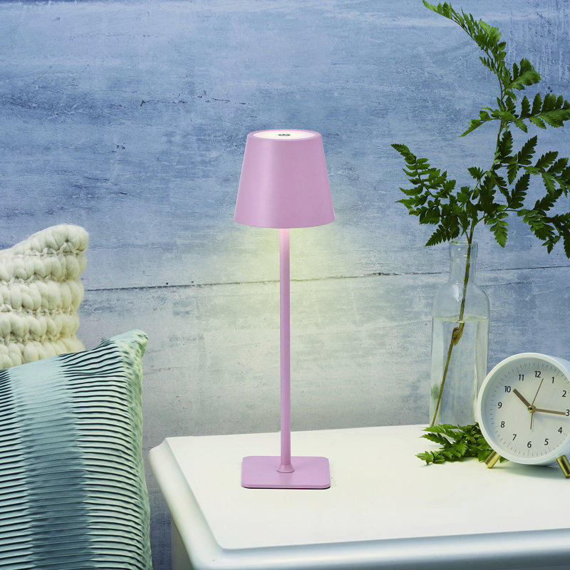 Mikasa LED Rechargeable Lamp, 14.8 Inch, Pink