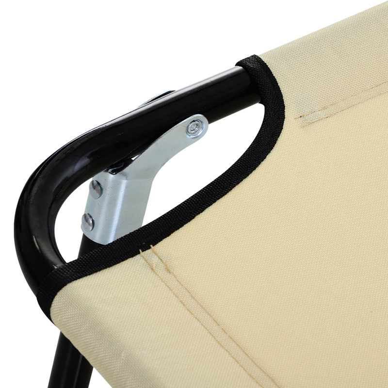 Outdoor Chair In Beige With Foldable Feature And 5 Positions Camping 5-Level Reclining For Comfort