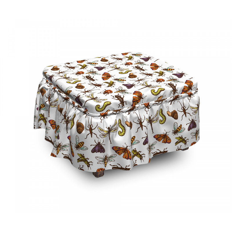 Housse pour repose-pieds papillon sauterelle coccinelle