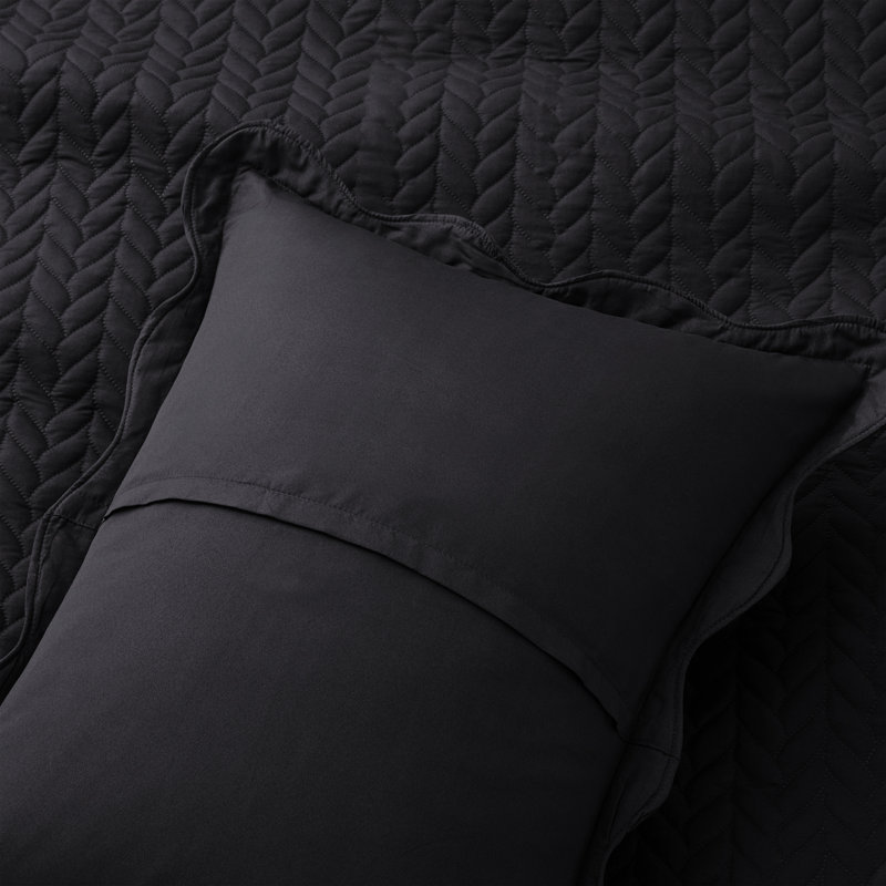 Ensemble de couvre-lit moderne en microfibre estampé moderne et contemporain, Noir