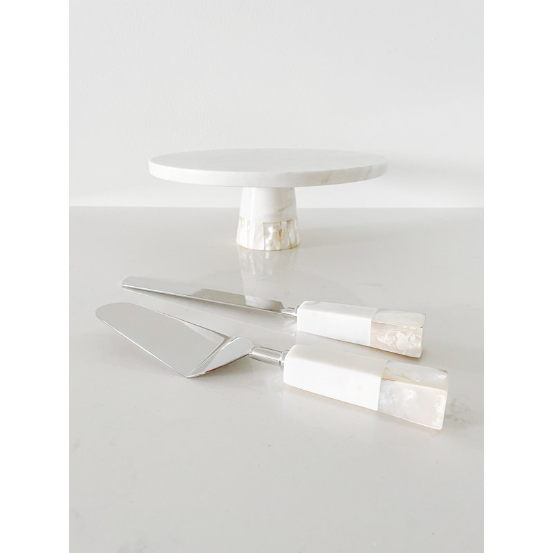 Mother Of Pearl Marble Marble Cake Stand