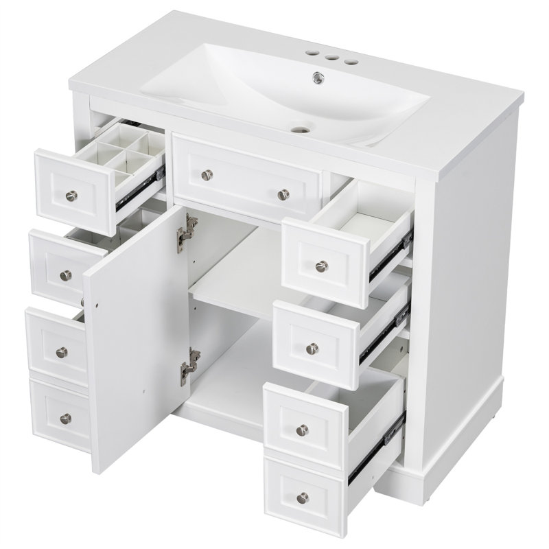 Kiden 36'' Single Bathroom Vanity with Ceramic Top, White