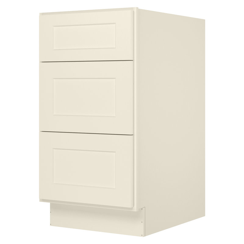 Ready To Assemble Base Cabinet Style 3-drawer, 34.5" H x 36" W, Shaker Antique White