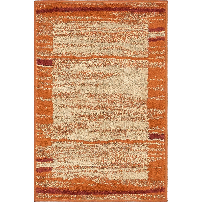 Guzzi Orange/Beige/Red Rug, Rectangle 61 x 91cm