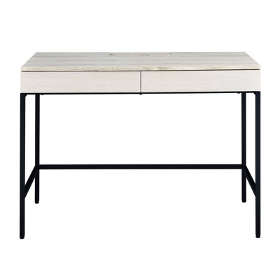 Bureau avec configuration à 2 tiroirs - naturel et noir pour utilisation avec tiroirs latéraux en métal