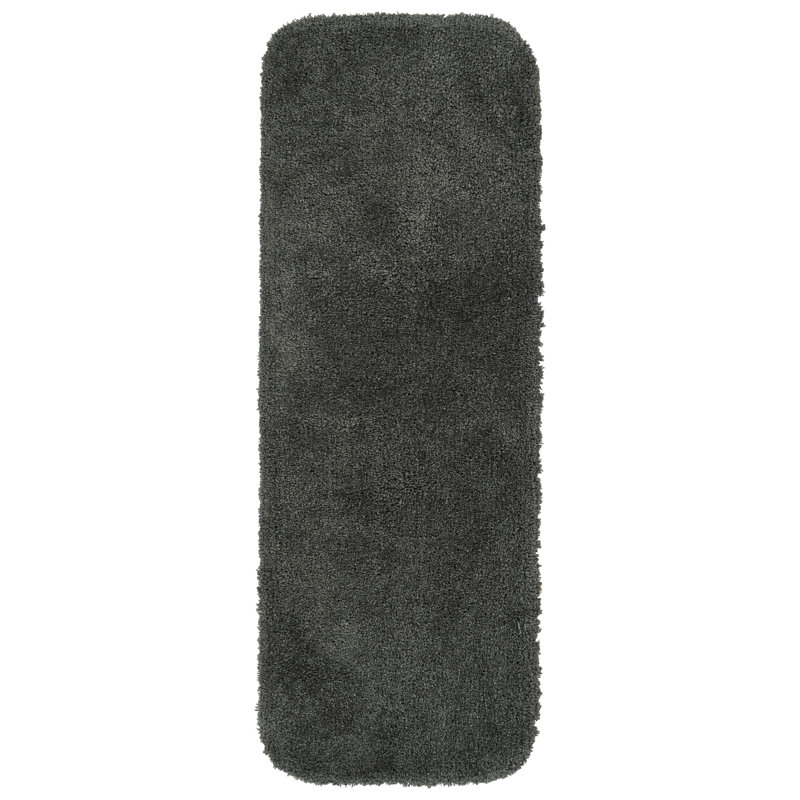 Treye Nylon Bath Rug with Non-Slip Backing, Runner 22" x 60", Dark Gray