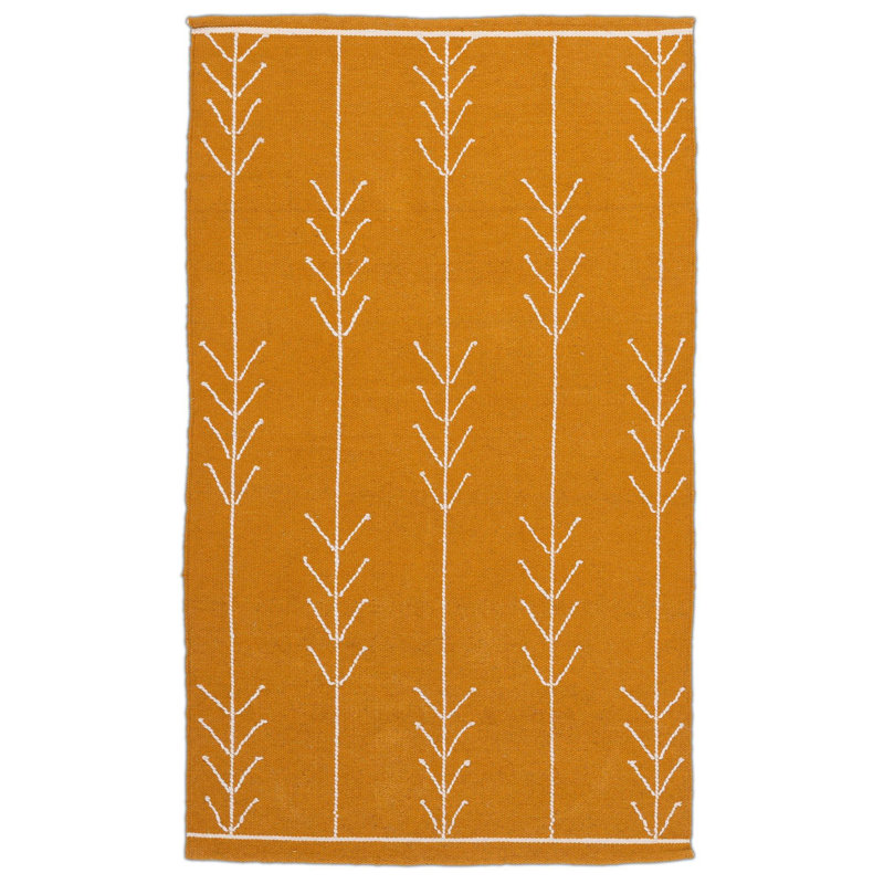 Tapis crème à flèches jaunes, Rectangle 8 pi 2 po x 9 pi 10 po