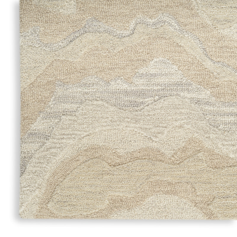Ilijan Abstract Area Rug in Beige, Rectangle 3'9" x 5'9"