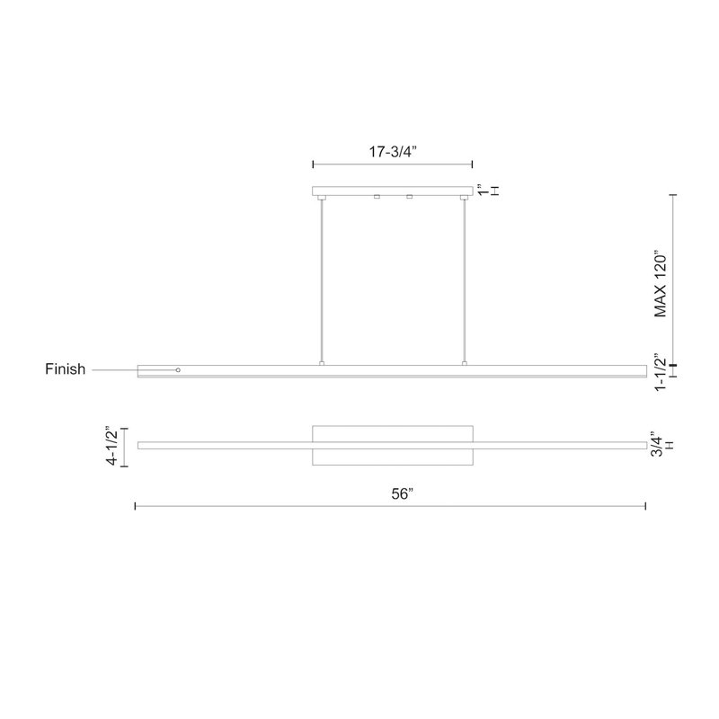Vega 1 - Light LED Pendant, 122.5" H x 56" W x 1.5" D, Black