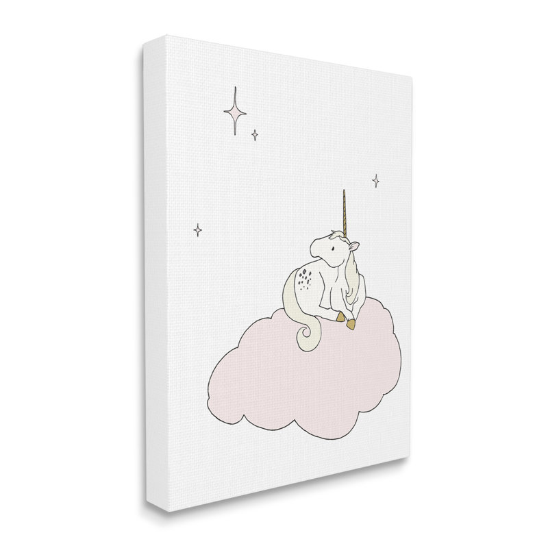 «Casual Unicorn Laying on Cloud regarder Nighttime Stars» par Sweet Melody Designs - cadre flottant, impression sur toile