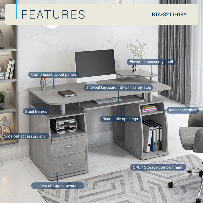 Computer Desk, Gray