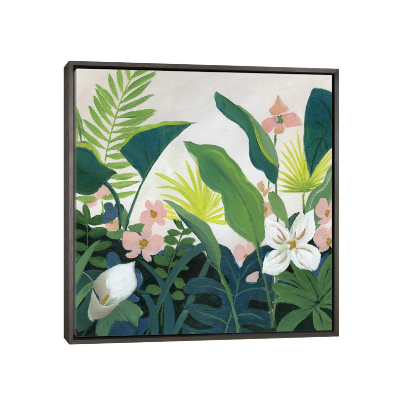 «Tropics» par Nan - reproduction imprimée, H 26 po x l 26 po x P 1,5 po, Cadre rustique foncé