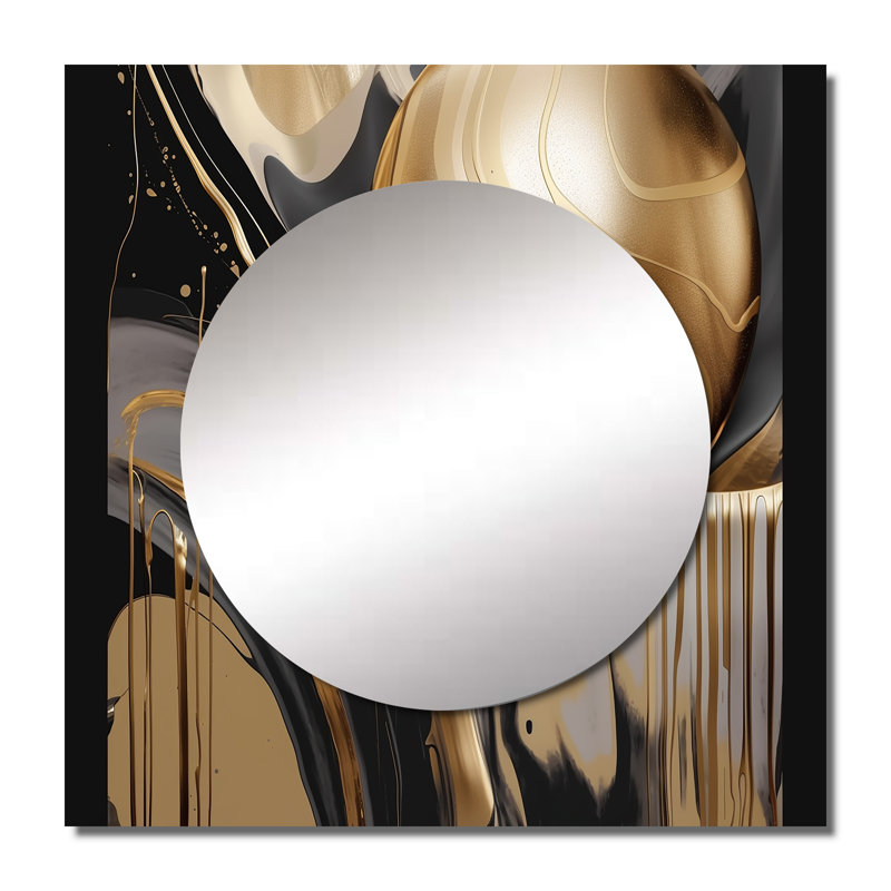 Milynn - Grand miroir carré abstrait en marbre pour décoration murale, 23 po x 23 po