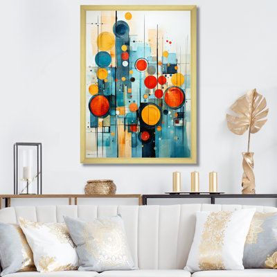 «Laycee Blue Mid Century Midcentury Mosaic II», reproduction d'art sur toile encadrée