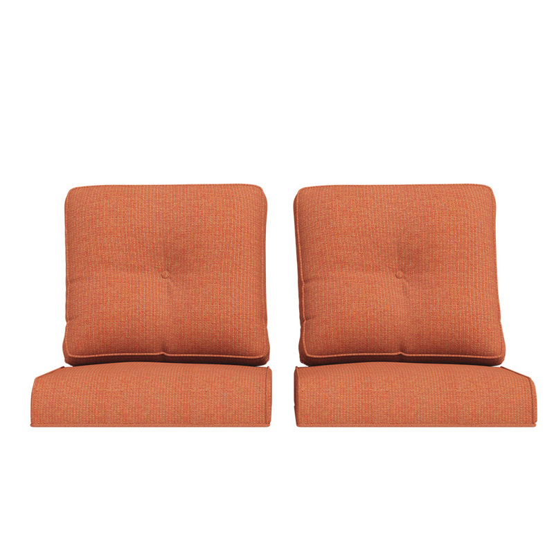 Outdoor Deep Seating Cushion With Olefin Fabric（Set of 2）, Orange
