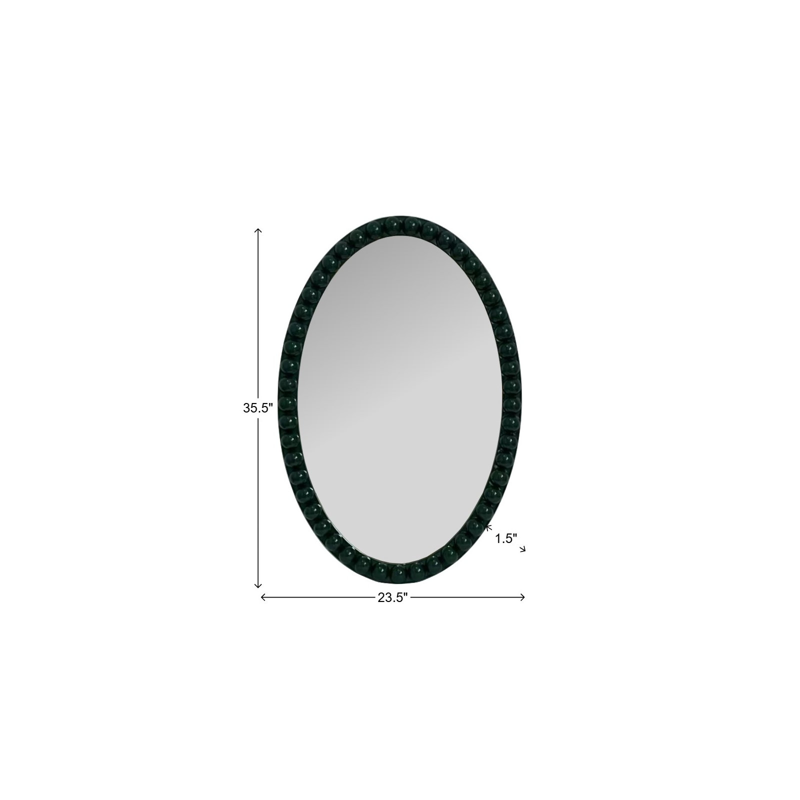 Varsha Oval Glossy Navy Mirror, Green