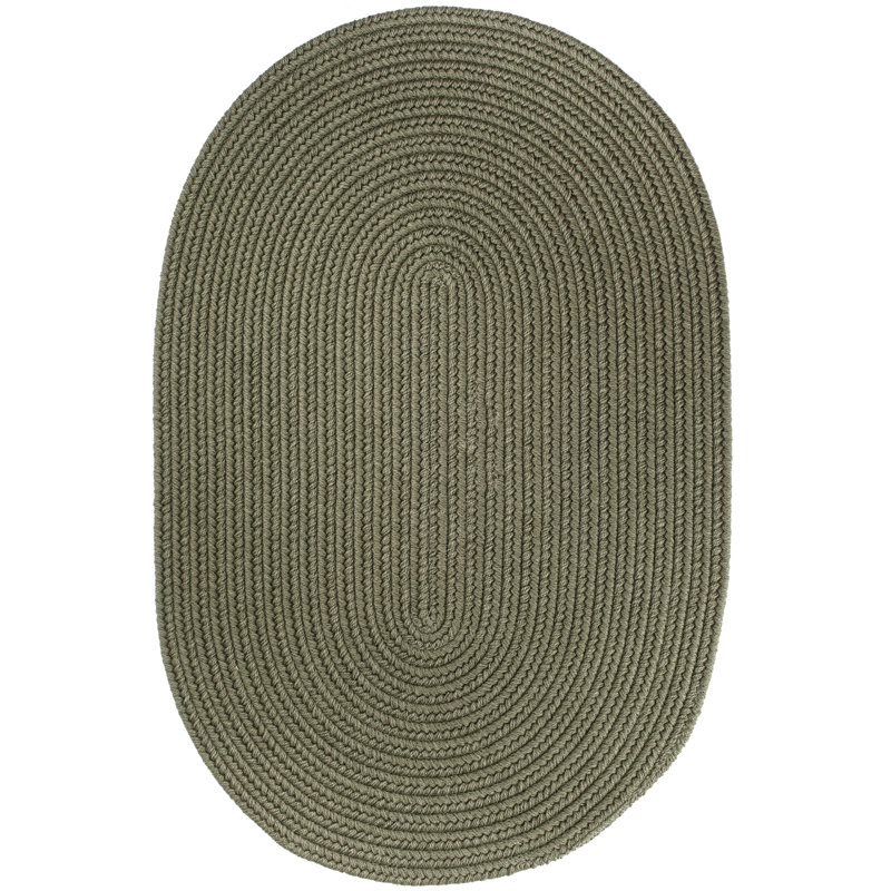 Tapis vert mousse en laine tressé à la main Smyth, Ovale 4 pi x 6 pi