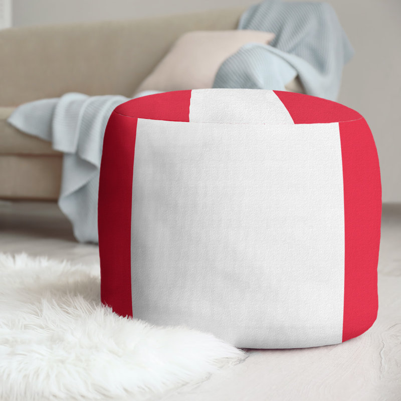 Repose-pieds cubique 21" nebraska, Rouge / blanc / rouge