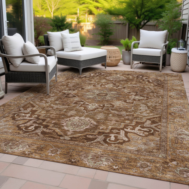 Machine Washable Indoor/Outdoor Arline ACN2165 Global Rug, Rectangle 5' x 7'6"