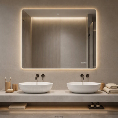 36"x30" LED Bathroom Vanity Mirror, Front‑Lit & Backlit, Anti‑Fog, 3‑Color, 5‑Level Dimmable, Horizontal & Vertical Wall Mount