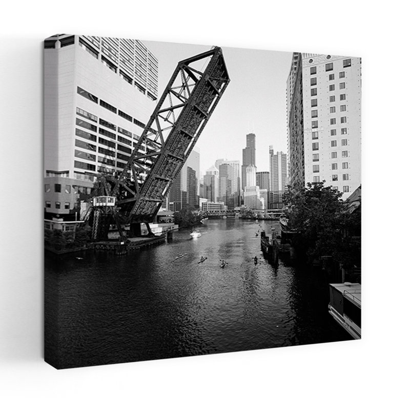 Pont-levis sur une rivière Kinzie Street, pont de Chicago, rivière Chicago, comté de Cook, Illinois, États-Unis, abstrait, paysage contemporain, art naturel