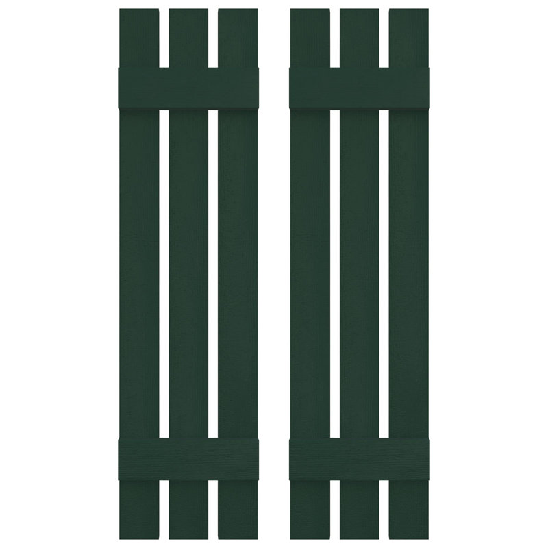 Builders Edge, paire de volets personnalisés à trois planches espacées, planche-n-lattes, 48 po, Vert minuit