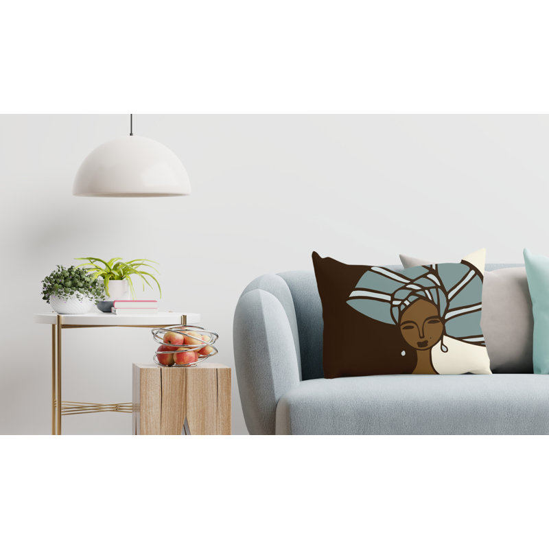 Housse et insert de coussin rectangulaire Abyoka Tribal, Bleu