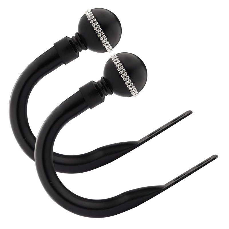 Bling Diamond 20cm Curtain Holdback, Matt Black