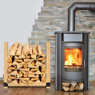 Firewood Log Storage Holder 4 Pack,Firewood Rack Brackets Indoor Outdoor Adjustable Powder Coated Steel Firewood Holder with Wood Screws
