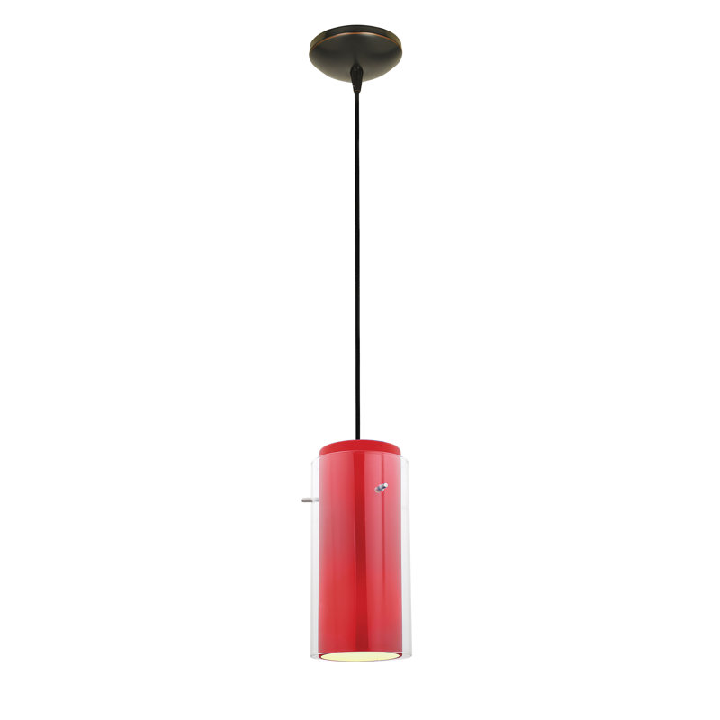 Clarksburg 1 - Light Single Pendant, Clear Red, Oil Rubbed Bronze