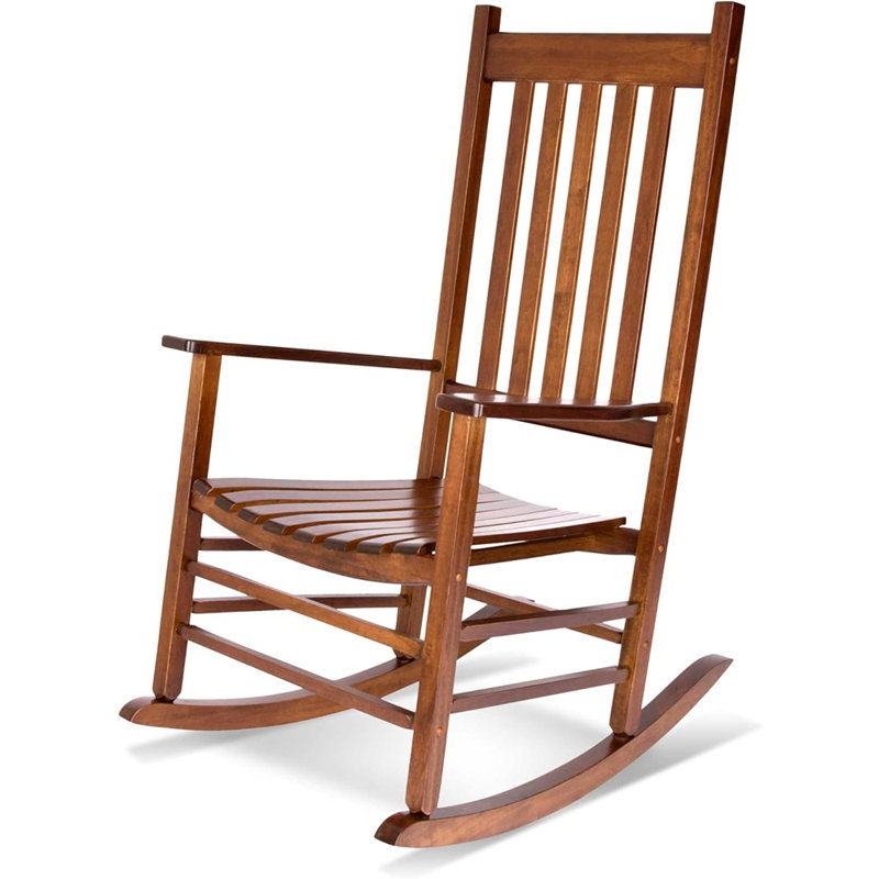 Chaise berçante en bois de chêne à haut dossier Vermont-Style Porch