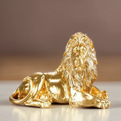 Figurine lion doré 8 po