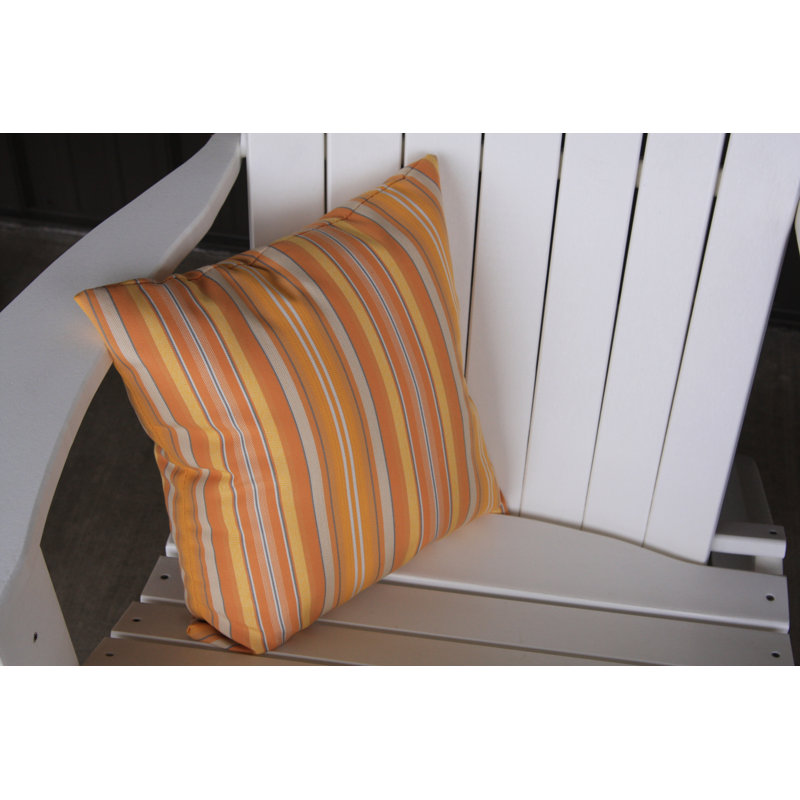 Sundown Outdoor Square Pillow Cover & Insert, 15" H x 15" W, Orange Stripe