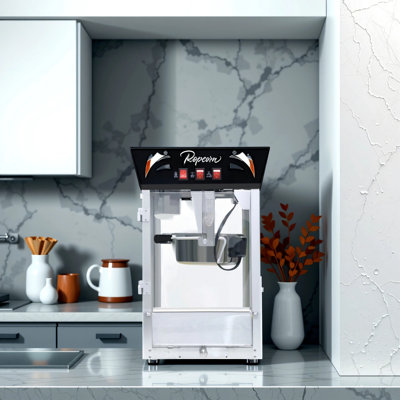 Égouttoir à maïs soufflé en acier inoxydable 12 oz avec verre trempé, plaque isolée, machine à maïs soufflé de comptoir de 850 W